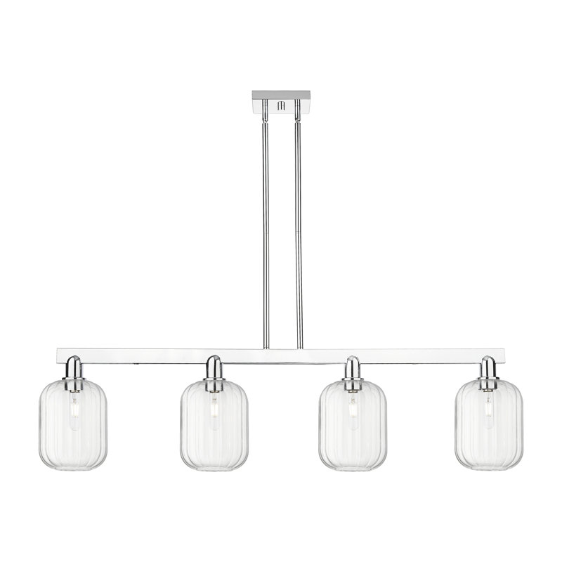 Luminaire suspendu pour îlot 4 lumières Hailsham, Clair, Chrome poli