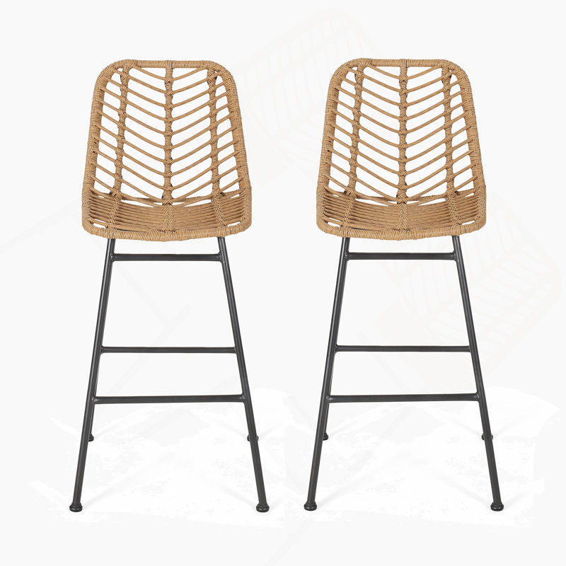Tabourets de bar d'extérieur en osier (ensemble de 2)