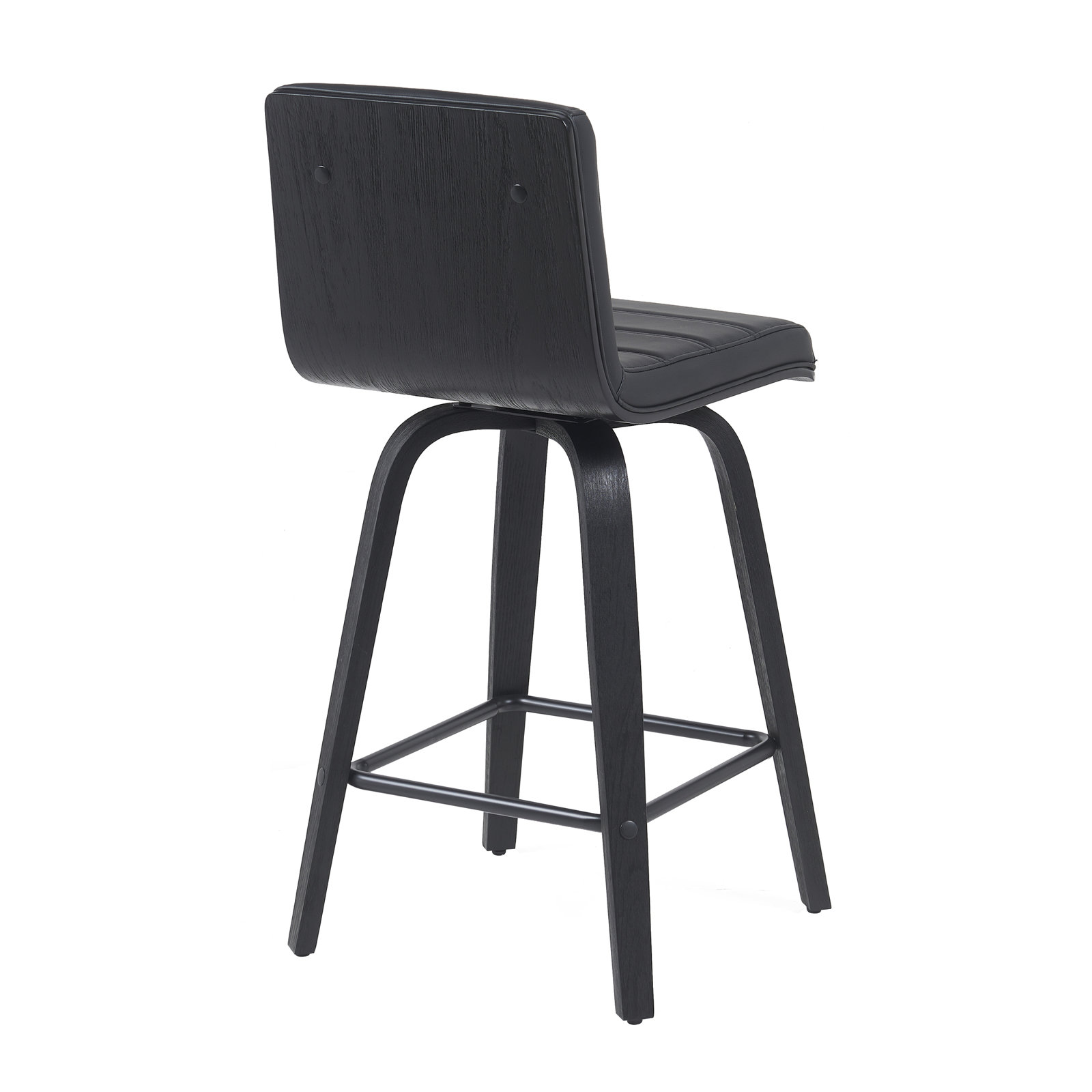 Biance Solid Wood Swivel Bar & Counter Stool, Counter Stool (26" Seat Height), Black, Black Performance Faux Leather