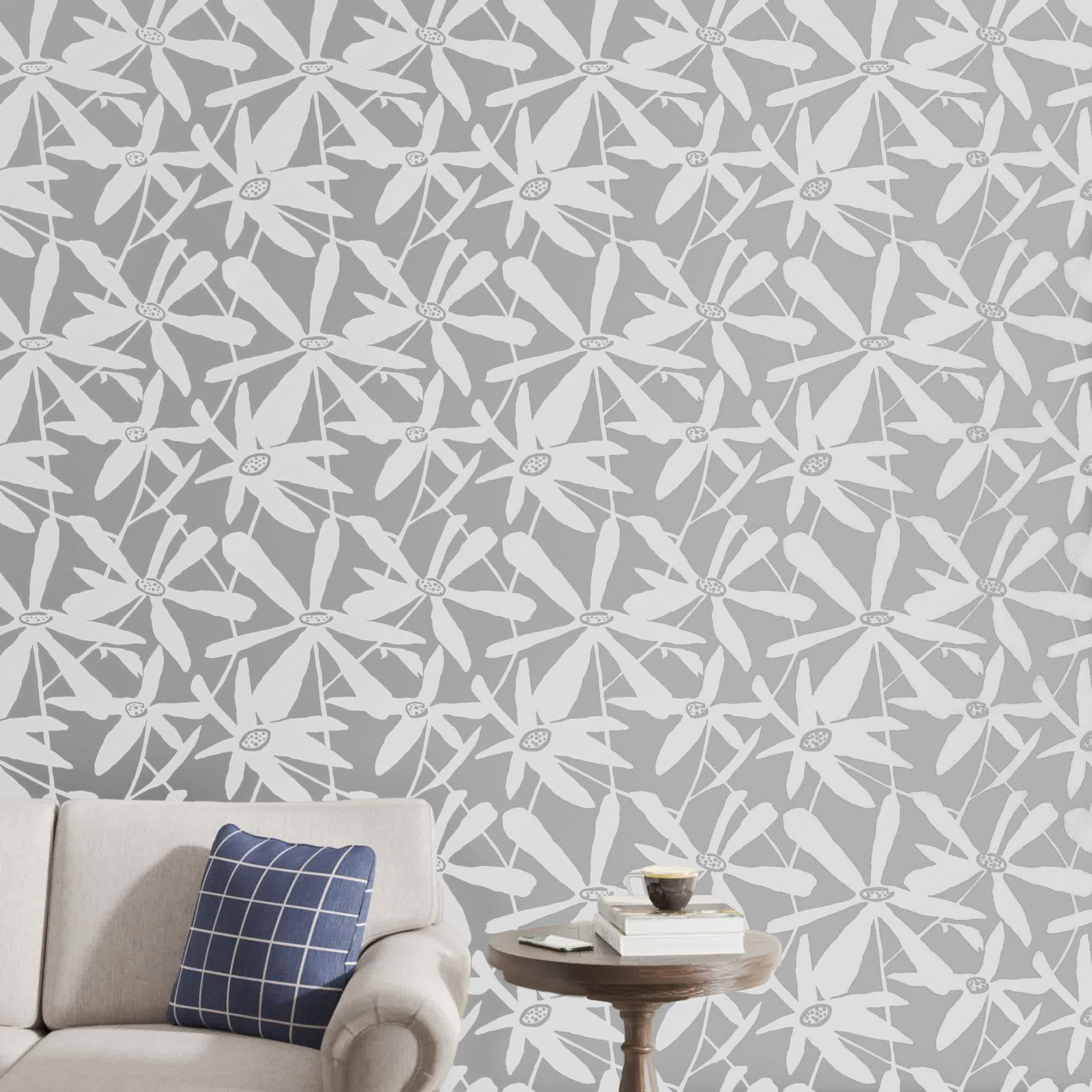 Brookstead Floral Wallpaper, Gray