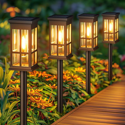 Solar Pathway Lights Outdoor, 4 Pack Upgraded Solar Garden Lights Outdoor Waterproof, Bright Solar Outdoor Landscape Path Lights, Auto On/off Outdoor Solar Lights For Yard Driveway Lawn Walkway