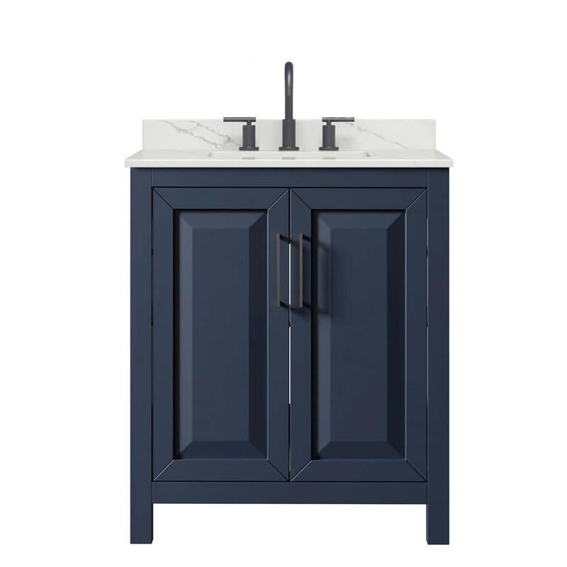 Daria 30'' W Vanity, Matte Black, Blue, White Quartz