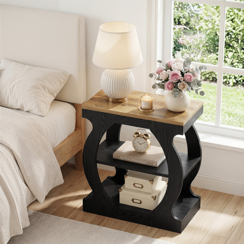 23.62cm W Manufactured Wood Bedside Table, Set of 2