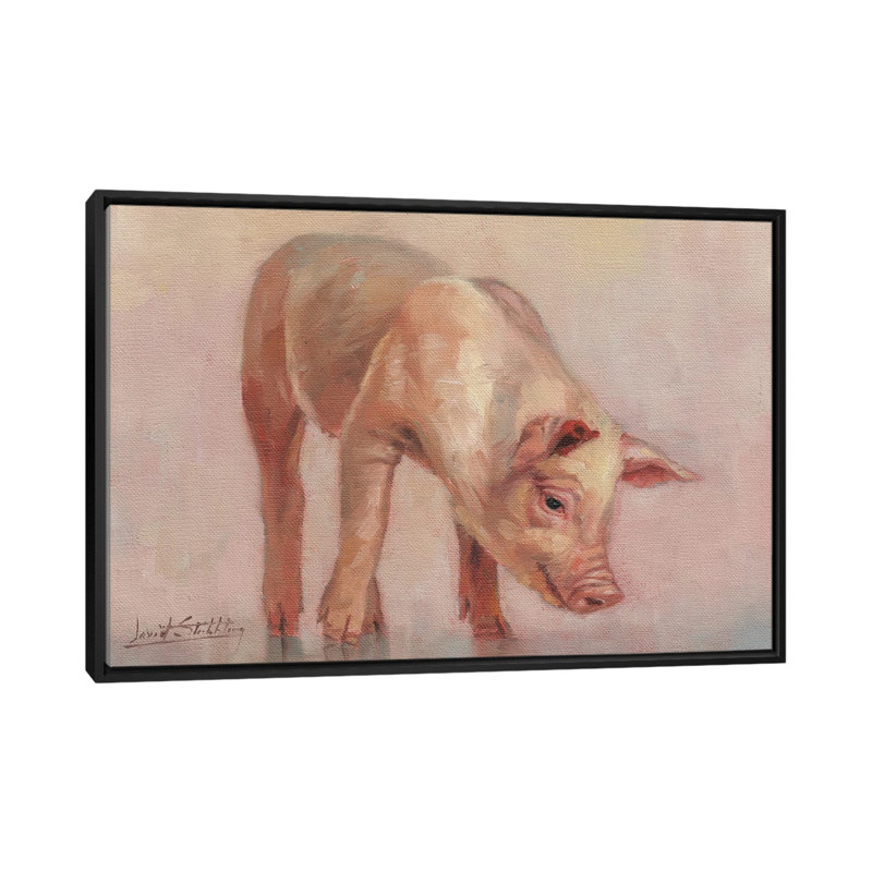 Little Pig by Annette Schmucker - Painting on Canvas, 66.04 cm H x 45.72 cm W, Black Framed