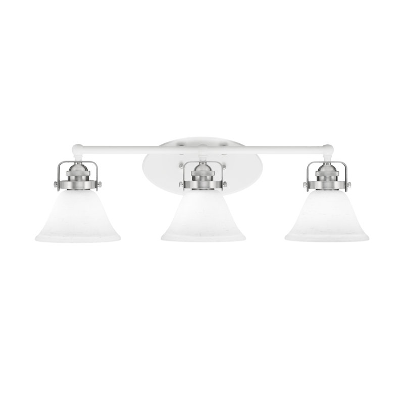 Barre d'éclairage de salle de bain 3 lumières avec verre en mousseline 7 po Easton, Blanc / nickel brossé