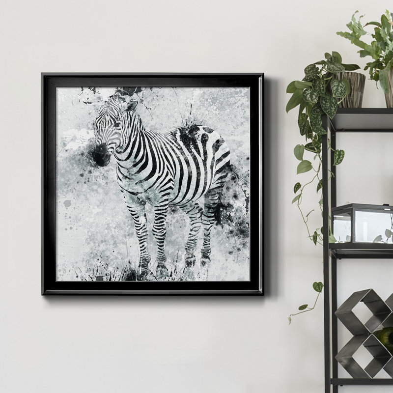 Zèbre I - cadre photo, impression sur toile, Noir, H 34,5 po x l 34,5 po x P 1,5 po