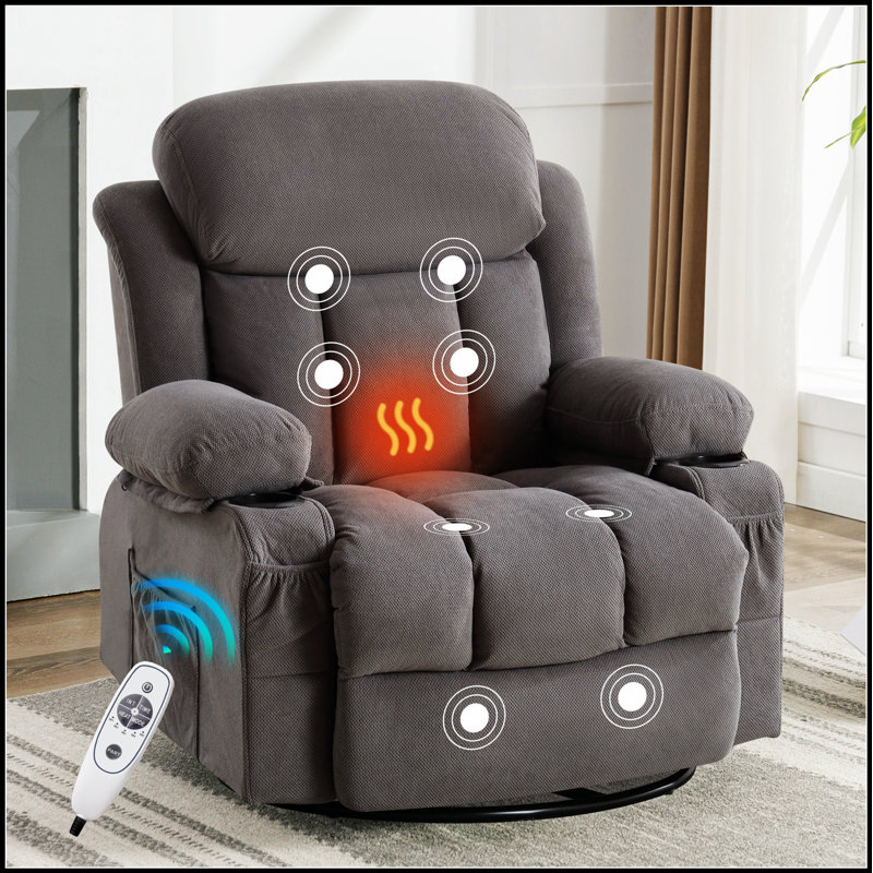 Canapé inclinable et chauffant avec portique, 2 porte-gobelets et poches latérales pour un confort et une détente ultimes