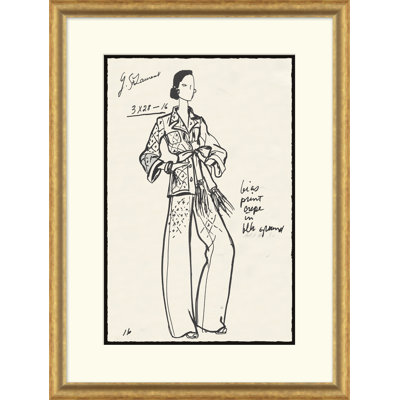 Vintage Fashion Sketches Framed Drawing Print