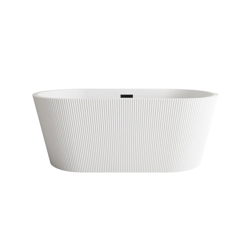 59 Inch Bathtub in Glossy White with Trim, Matte Black