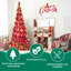 Arbre de Noël rouge escamotable de 6 pi, 150 lumières à DEL blanc chaud, tous les articles de décoration pour un look des Fêtes complet, espace et arbre à utilisation à long terme avec des accessoires festifs entièrement ornés, de superbes petits espaces de vie