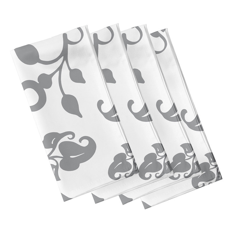 Chande Polyester Floral Square Napkin, Grey