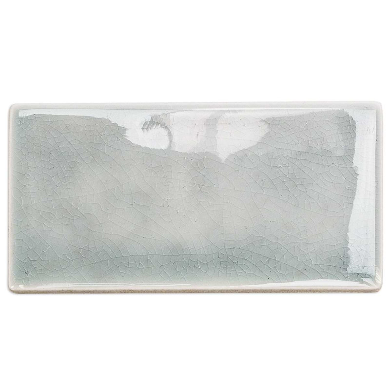 Nabi Subway 3x6 Crackled Glossy Glass Tile, Arctic Blue