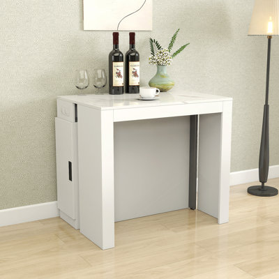 Table de salle à manger extensible moderne multifonctionnelle avec prise de courant, table extensible peu encombrante avec rangement pour les fêtes, les mariages, les réunions et les célébrations