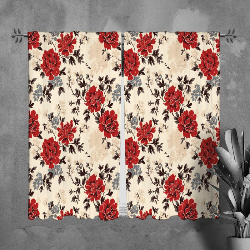 Rideaux à motif floral - 6130, L 20 po x L 61 po