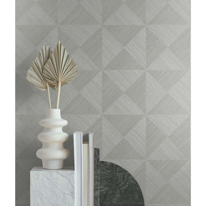 Geometric Vinyl Peel & Stick Wallpaper Roll, Lunar Gray