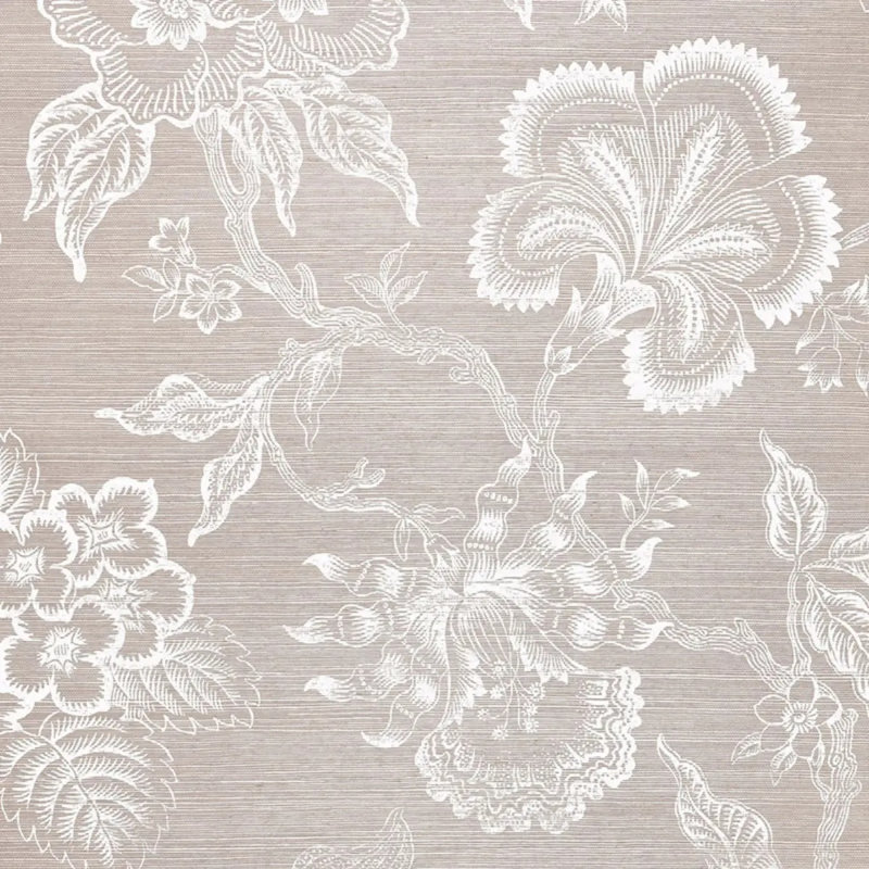 Papier peint Schumacher x Celerie Kemble Hothouse, Brume / gris anthracite