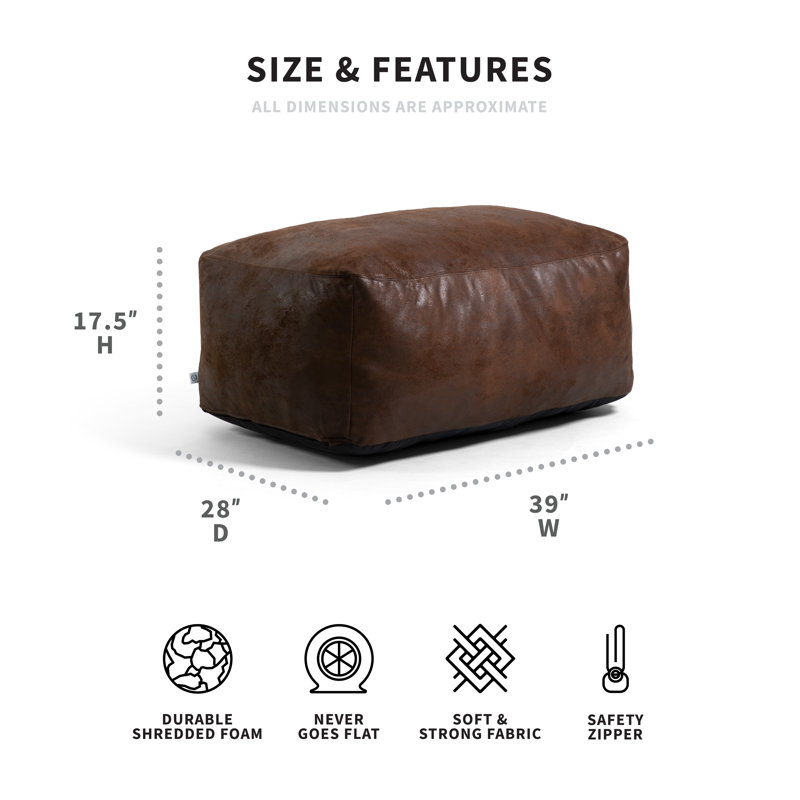 Repose-pieds en cuir Big Joe Nestle, Espresso