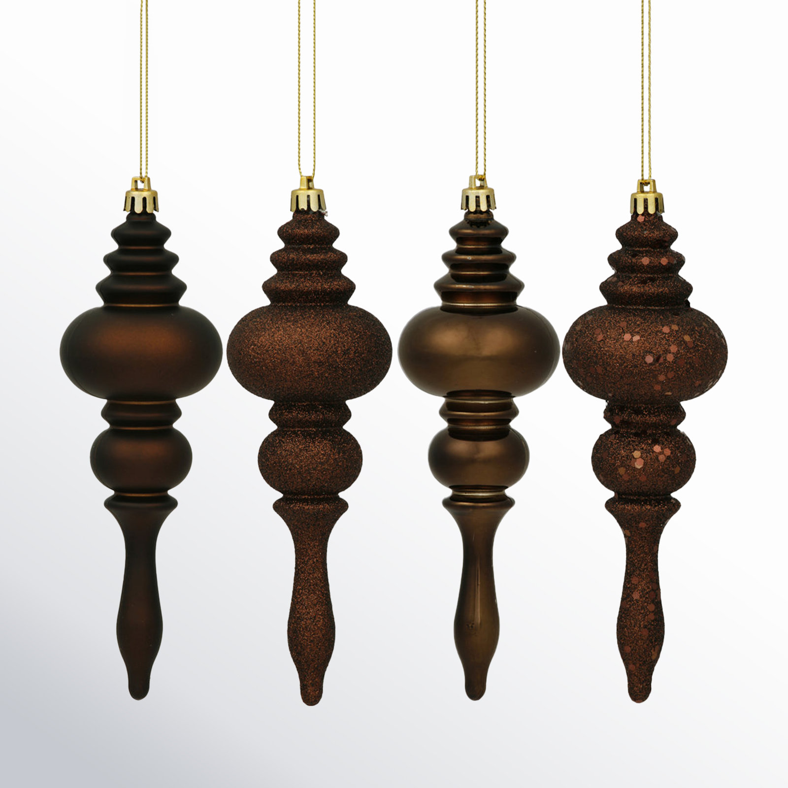 7" Shatterproof Finial Ornament, Chocolate Brown
