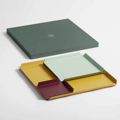 Modern Powder Coated Steel Tray - Set of 3