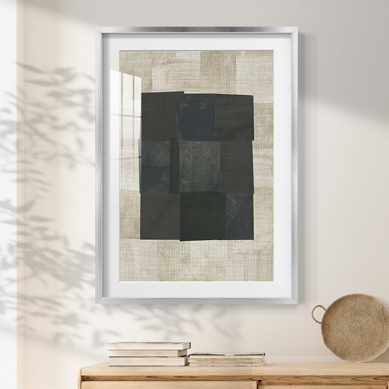 Floating Block I -Framed Print, 25.5" H x 17.5" W, Silver