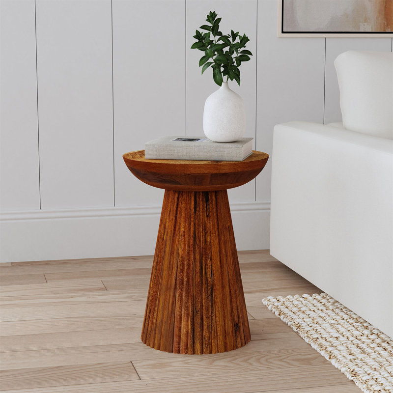Waters Wild Honey Round Solid Wood Accent Side Table