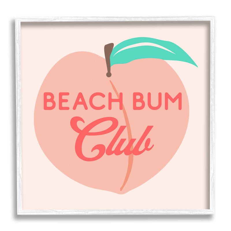 «Beach Bum Club», rose, pêche, illustration, giclée, ensemble d'art texturé par Daphne Polselli, L 12 po x H 12 po
