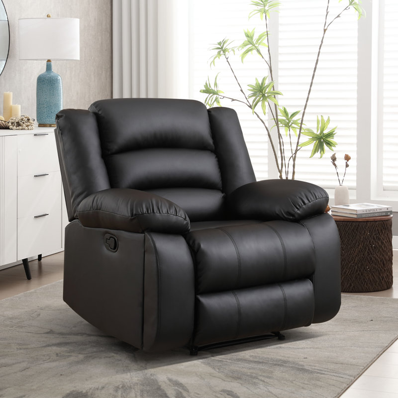 Fauteuil inclinable manuel en cuir végétalien Lamyiah, Noir