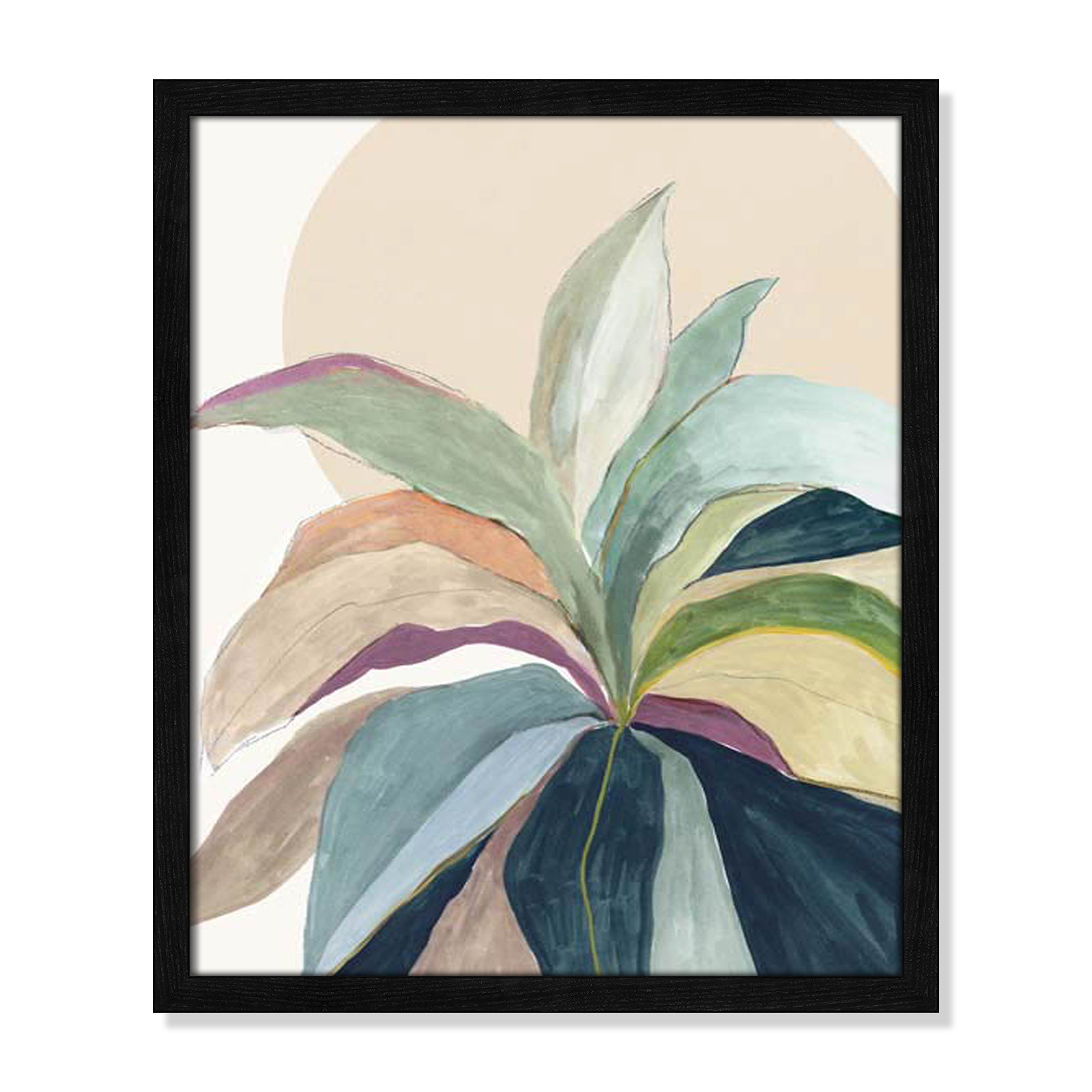 Sunny Bright Leaves II by Asia Jensen, Black Slim Unmatted Picture Framed, 19" H x 16" W x 0.75" D