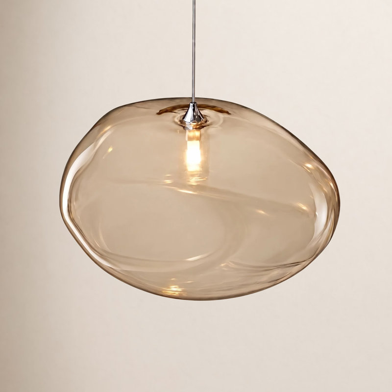 Kloud 1 - Light Single Globe Pendant, 8" H x 14.6" W x 12" D, Light Amber, Black