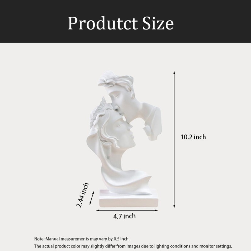 Abstract Art Couple Sculpture, Resin Statue Decoration, White