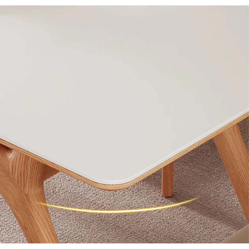 White cream style Nordic rectangular rock table, 29.53"H x 70.84"L x 35.43"W, Light Brown