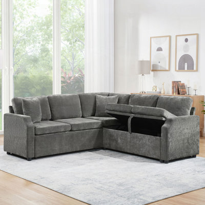Chenille Fabric L-shaped Sectional Sofa Bed