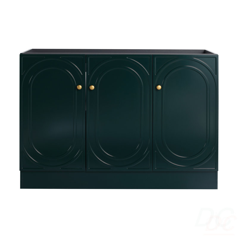 Meuble-lavabo autoportant 48 po et 3 portes d'armoire à fermeture en douceur (emballage KD) - sans le lavabo, Vert foncé