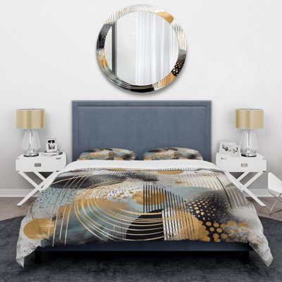 Ensemble de housse de couette moderne et doré Minimalisme II - formes modernes abstraites