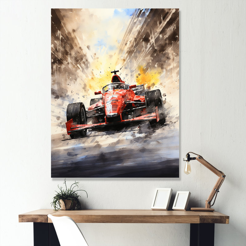 Formule 1 Speed Car Speedway Fury 1 - Art de traces de course, Toile tendue, H 32 po x l 16 po x P 1 po