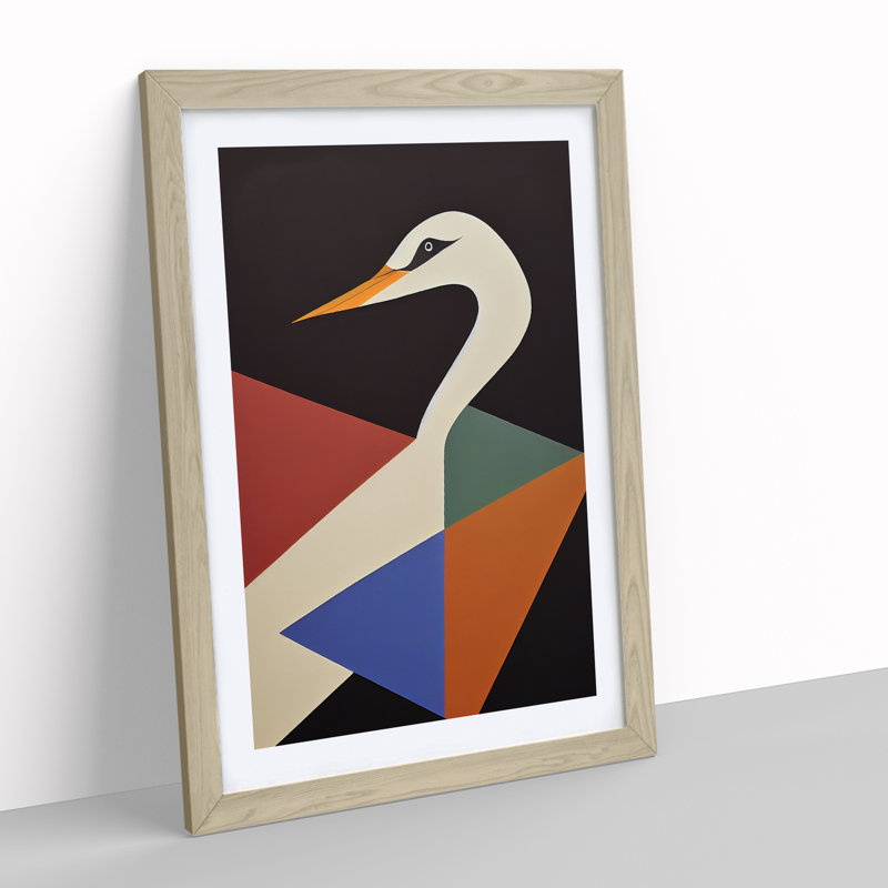 Swan In Abstract - Single Picture Frame Print, Oak Framed, 46cm H x 34cm W x 2cm D