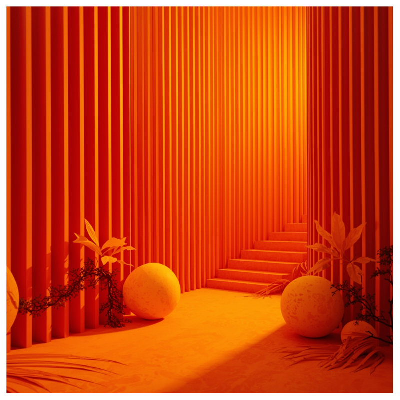 Couvertures d'escalier orange géométrique, L 50 po x H 60 po