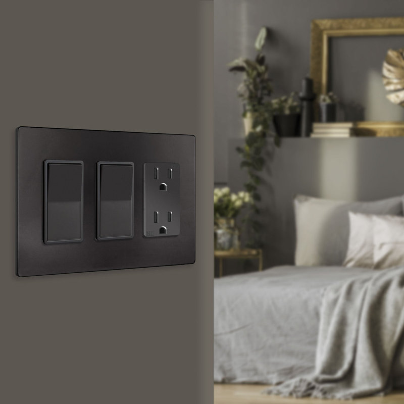 ENERLITES Screwless Decorator Wall Plate Child Safe Cover - Dark Brown (5-Pack), Dark Bronze