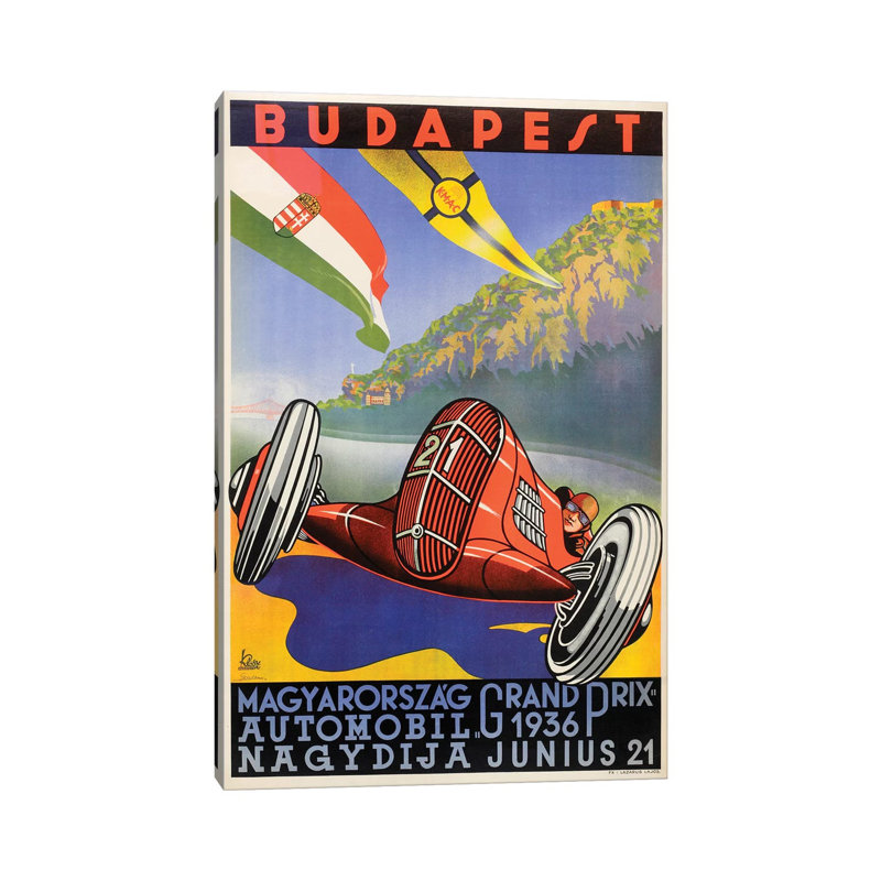 Budapest Grand Prix, 1936 by Vintage Apple Collection - Wrapped Canvas Print, 20.32 cm H x 30.48 cm W