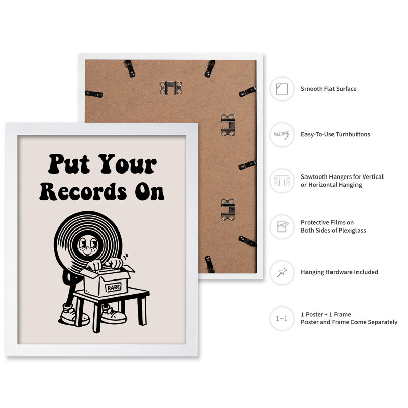 Mettez vos disques sur No1, Poster, White Framed, 16"H x 20"W