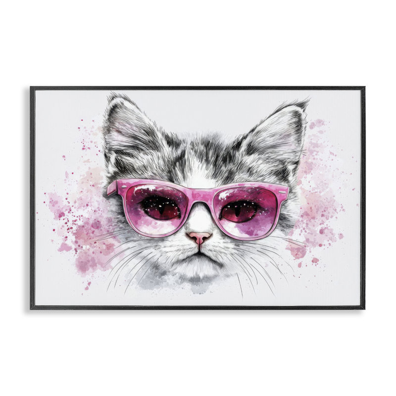 «Cool Cat» avec lunettes de soleil, estampe numérique, design par LSR Creative Studio, H 20 po x l 30 po