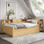 Lit de jour avec couchette, structure en bois, tiroirs de rangement, tablettes latérales et bureau-550020714-550020710