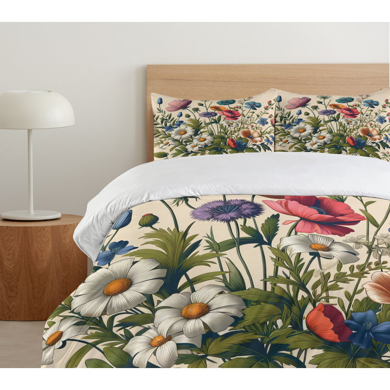Floral Eucalyptus Duvet Cover, King Duvet Cover + 2 Standard Shams