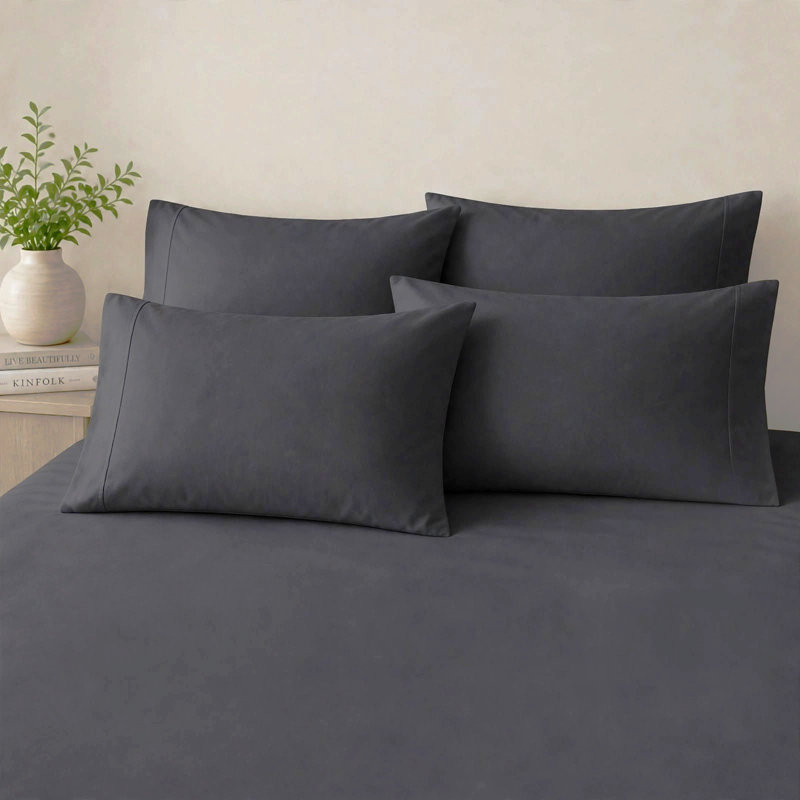 6-Piece Premium Deep Pockets Microfiber Sheet Set, California King, Dark Gray