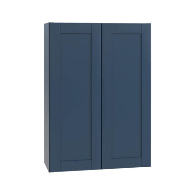 Gallery Express Mercer Plywood Assembled 27 in. W X 12 in. D X 42 in. H Wall Kitchen Cabinet with Shelves in Navy