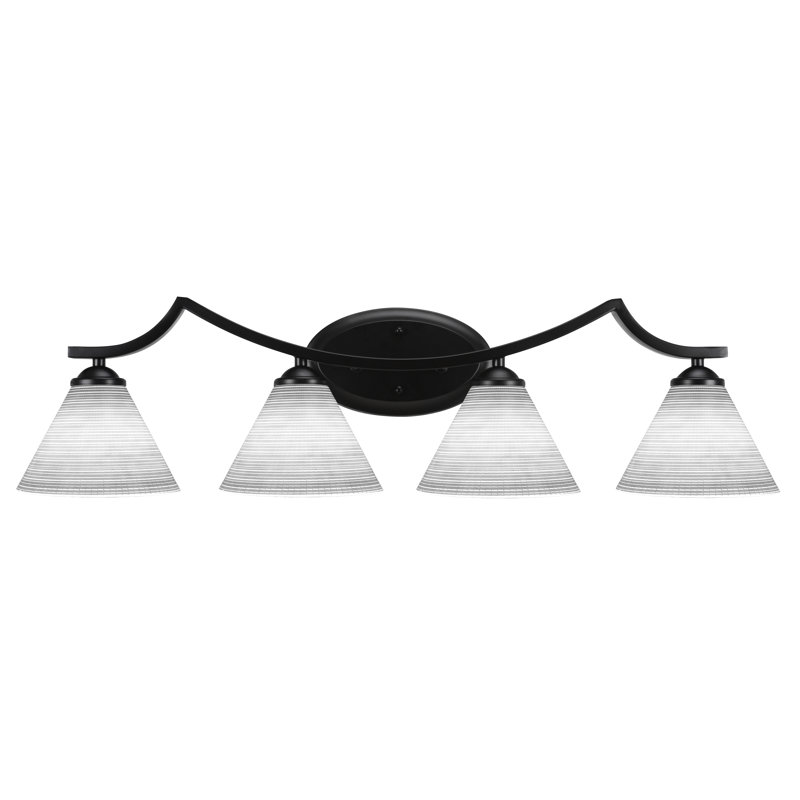 Barre d'éclairage de salle de bain 4 lumières Zilo, Blanc, Noir mat