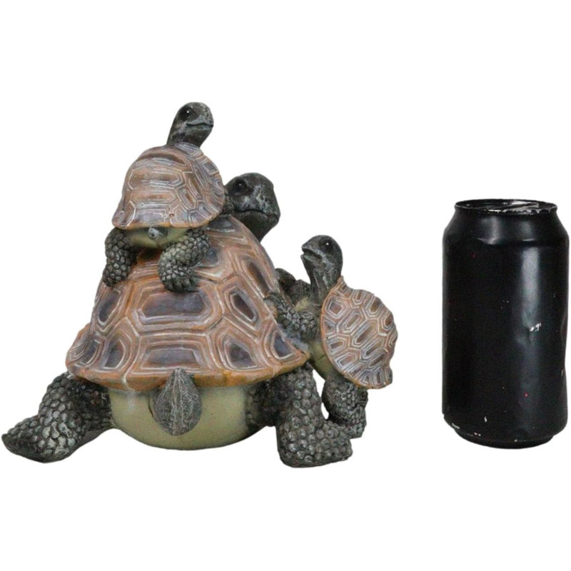 Nautical Marine Turtle Family Figurine in Brown Resin