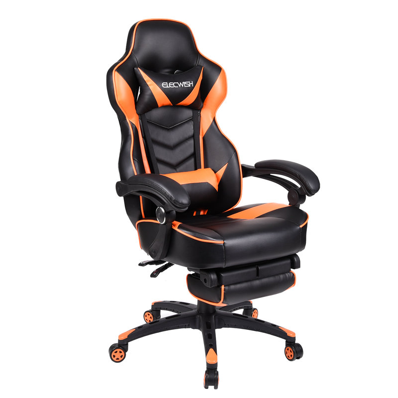 Fauteuil inclinable et pivotant ergonomique en cuir synthétique RAYS, Orange