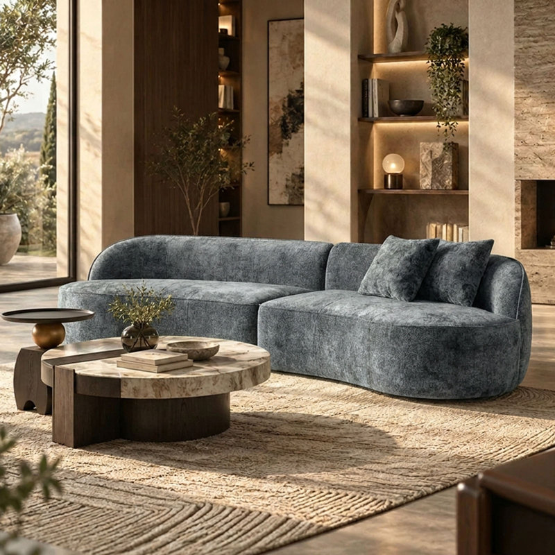 Upholstered 114.17 " Chenille Sofa, Gray
