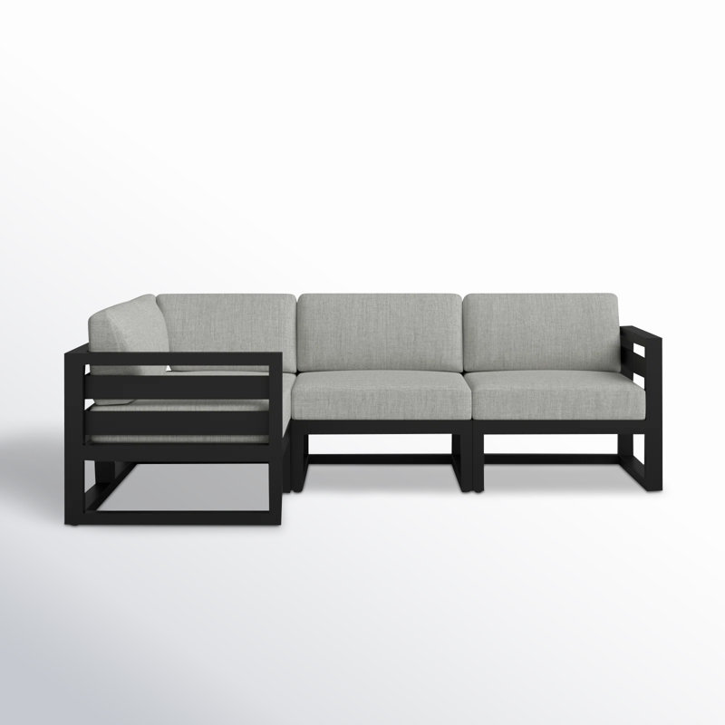 Avion 4 Piece Sectional Set, Cast Silver Sunbrella®, Black